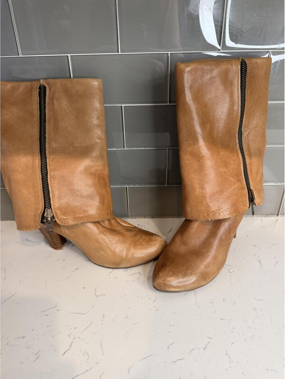 Miz Mooz “Gayle” Convertible Leather Boots Size 7 Cognac - Picture 3 of 7